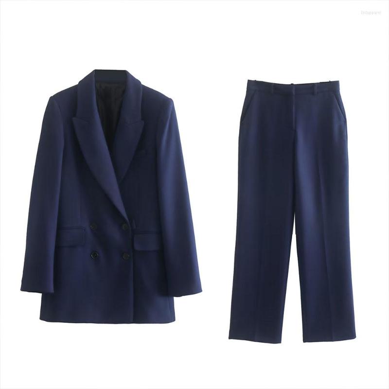 

Women's Suits Fall 2022 Women's Fashionable Suit Jacket Retro Casual Lapel Lined With Double-breasted Long-sleeved Office Classic, As shown