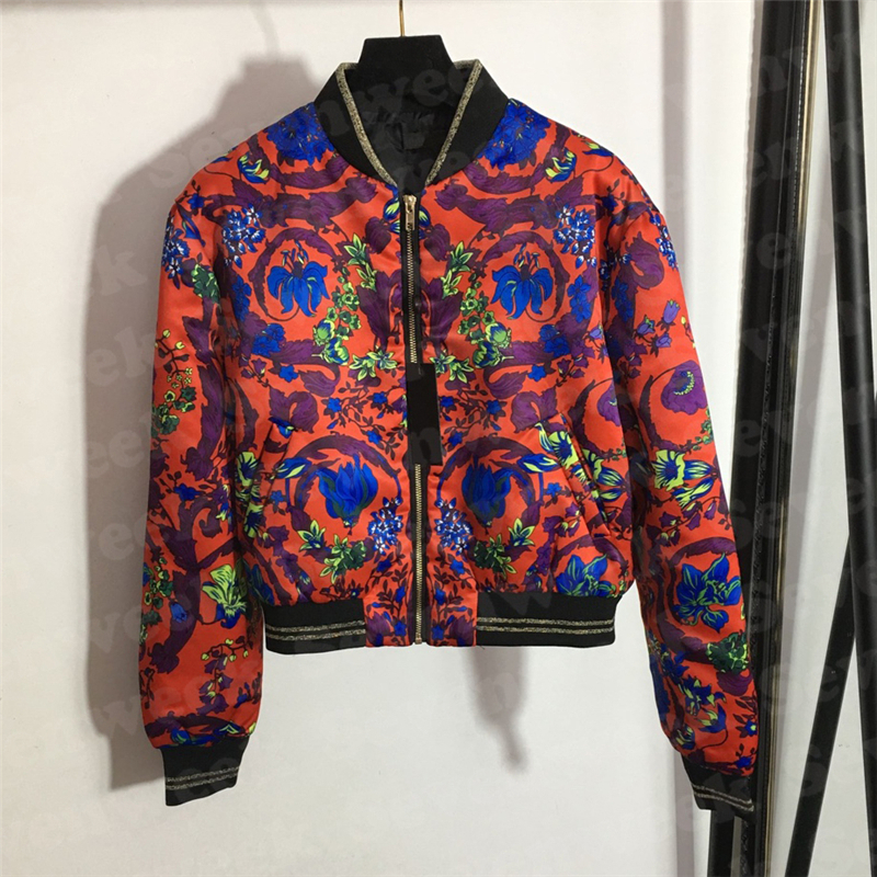 

Vintage Print Womens Cotton Coats Jackets Luxury Designer Ladies Down Parkas Winter Warm Outerwear Clothes, Red