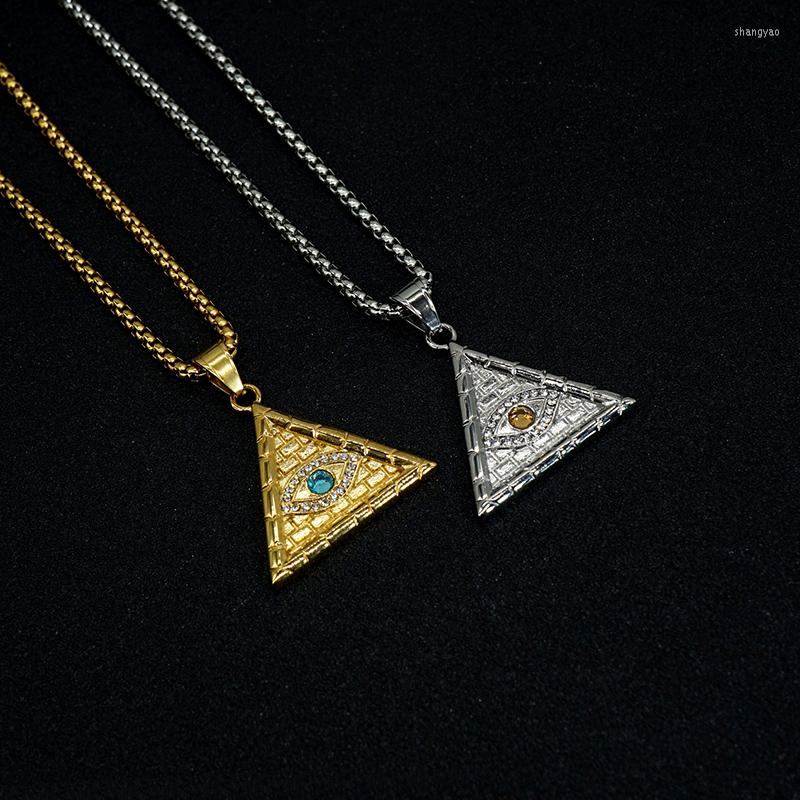 

Pendant Necklaces Hip Hop Stainless Steel Illuminati Masonic Eye Of God Pyramid Pendants For Men Rock Jewelry Gold Silver Color