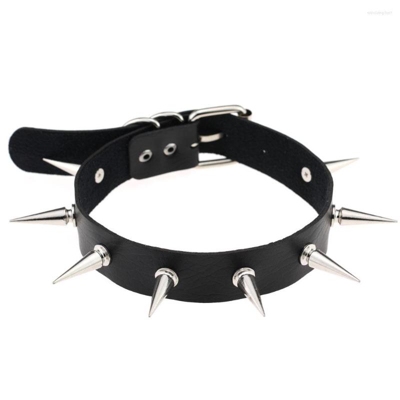 

Choker Metal Spike Goth PU Leather Punk Black Women Necklace 15 Colors Adjusted Collar Cosplay Jewelry Xmas Gift Drop