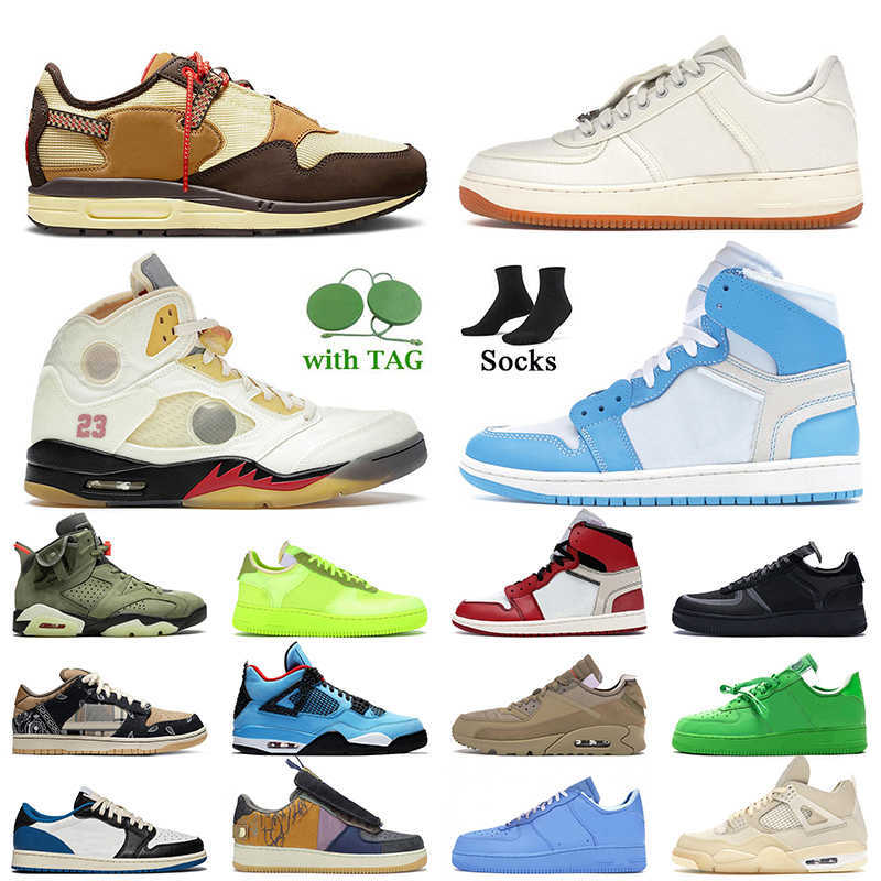 

OW x Jumpman 1 Basketball Shoes Women Mens Designer Sneakers White Black TS Cactus Jack 4 5 6 Sail MCA University Blue Low Fragment Size 13, B67 high 36-46