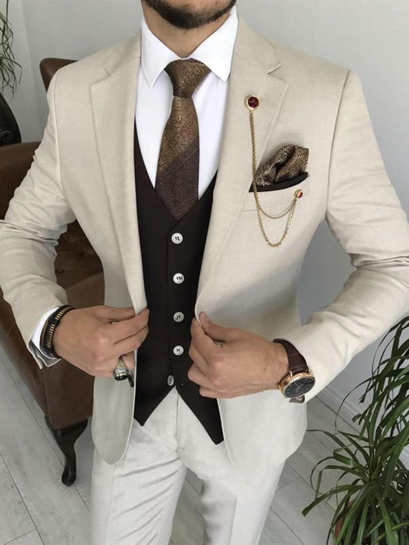 

Men's Suits Ivory White High Quality Men's Elegant Male Blazer Sets Custom Made Three Pieces Jacket Pants Vest Conjuntos De Chaqueta, Blue