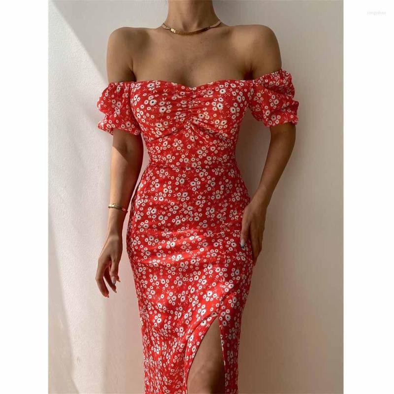 

Casual Dresses Summer Ladies Sexy Half Sleeves Dress Print Fashion Off-shoulder Short Beach Party Sundress, Blue