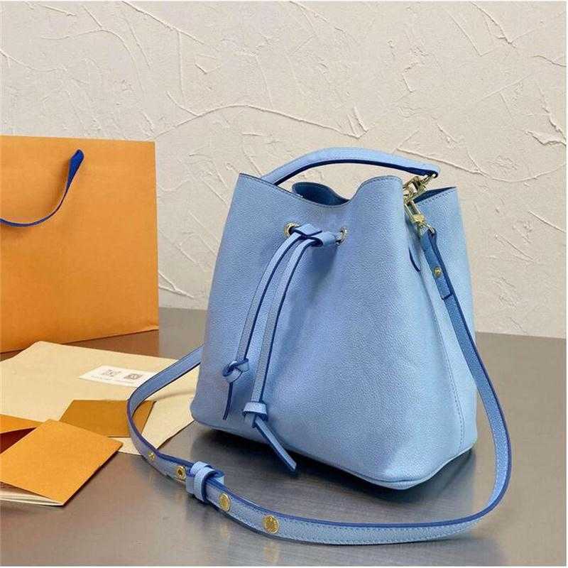 

Adjustable Fashion Shoulder Strap M44022 Women Drawstring Bags Handbag Single Bag Long Bucket Pack Cthir, Blue