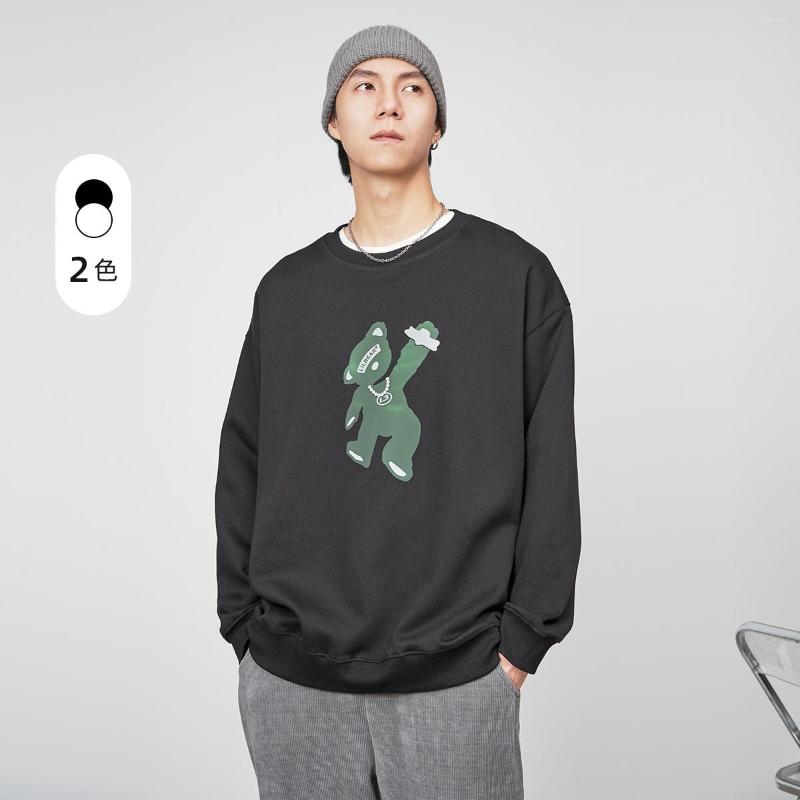 

Men's Sweaters 2022 Autumn Men Leisure Hoodie Loose And Comfortable Clothes Little Bear Printing Jumper Thin Round Collar Pullover, Black