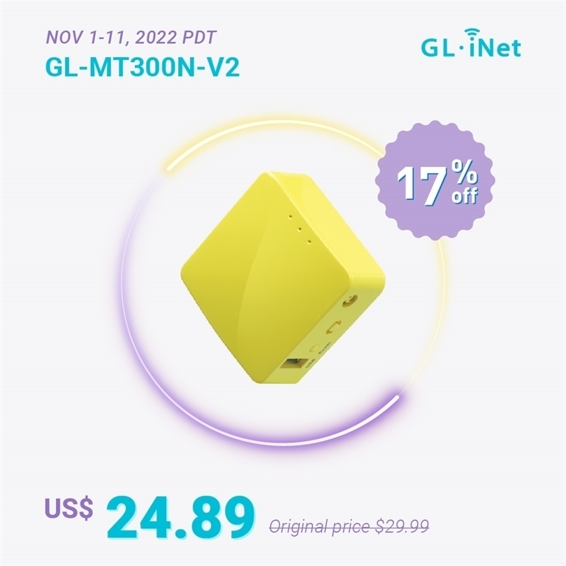 

Routers GLiNet GLMT300NV2Mango Portable Mini Travel Wireless Pocket VPN Router WiFi RouterAccess 221103