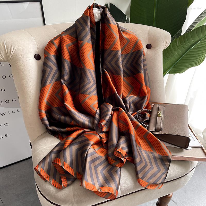 

Scarves 2022 Silk Scarfs For Women Shawl Summer Beach Sunshine Hair Scarf 90 180cm Female Luxury Design Head Hijab Travel