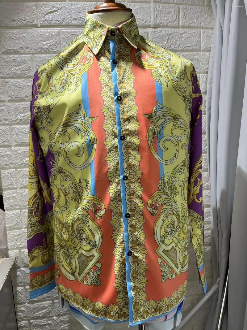 

Men's Casual Shirts L0955 Fashion Men's 2022 Runway Luxury European Design Party Style Clothing, Picture shown