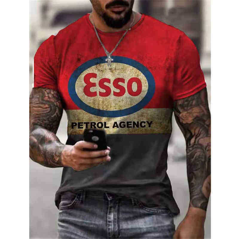 

CASTROL Men's Vintage T-shirt Classic Distrsed Retro Oil Racing Cool Casual Letter Tee Shirt Te Tops, Meitu