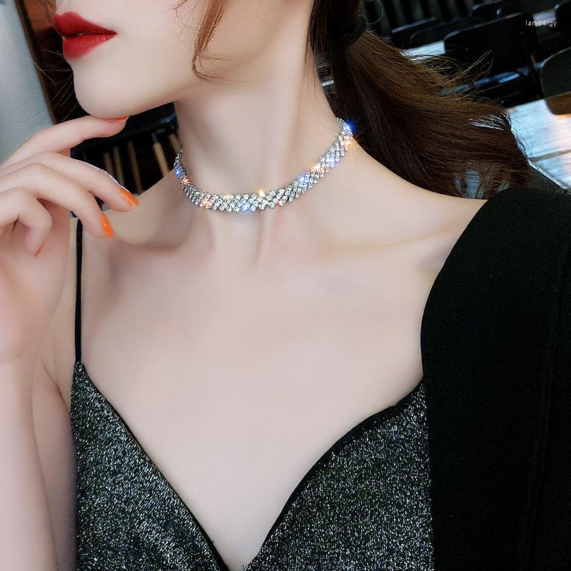 

Choker 2022 Korean Style Full Crystal Necklaces For Women Girls Temperament Party Jewelry Gifts