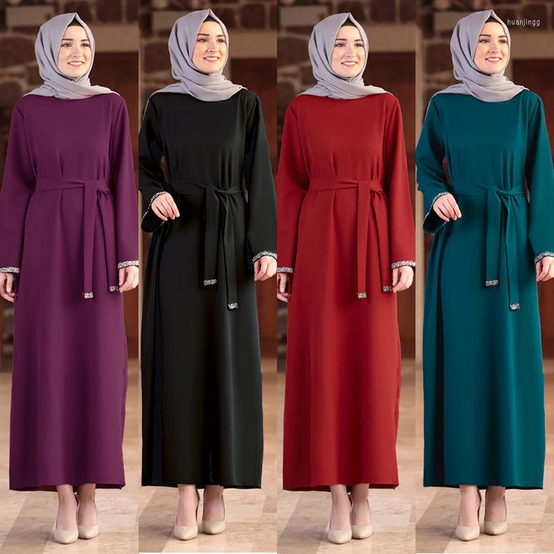 

Ethnic Clothing Muslim Abaya Dress Women Solid Color Elegant Ramadan Islamic Clohing Casual Maxi Vestidos Moroccan Kaftan Musulman Long