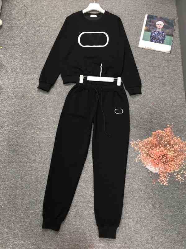 

Womens Two Piece Pants Chest Pattern Letter Logo Print Sweatshirts With Black Trousers 2 Piece Sets Luxury Designer Tracksuits, 14