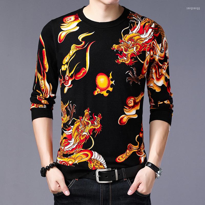 

Men's Sweaters Exquisite Pattern Printing Fashion Casual Pullover Knitted Sweater Autumn 2022 Quality Cotton Soft Comfortable Men -3XL, Picture shown
