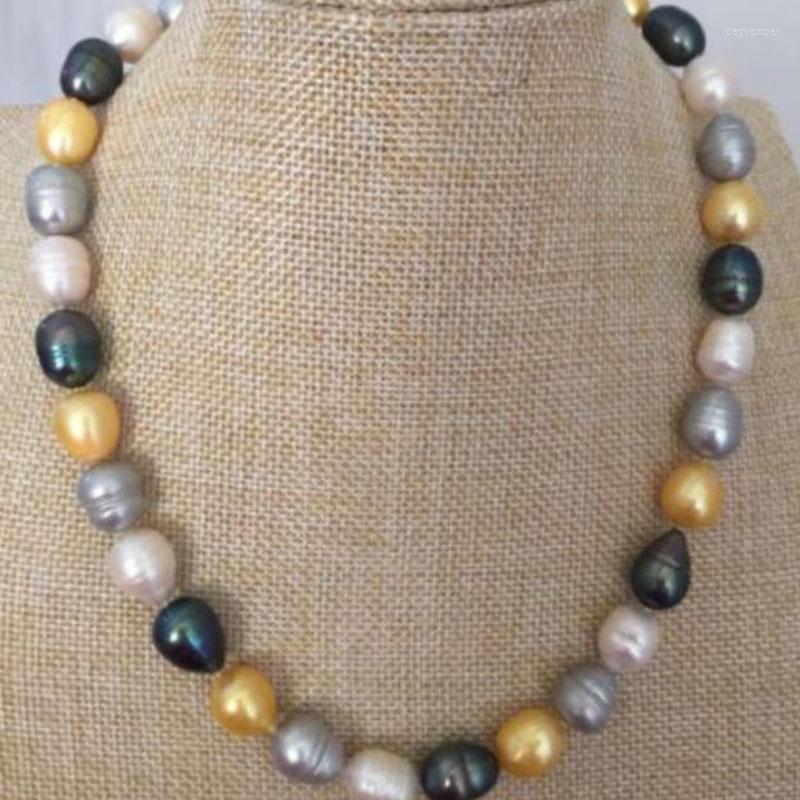 

Chains Gorgeous 10-12mm South Sea Baroque Multicolor Pearl Necklace 20inch 925silver