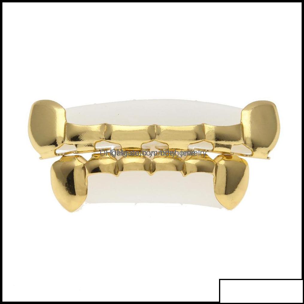 

Grillz Dental Grills Hip Hop Draca Vampire Half Grillz Fang Slim 14K Gold Plated Top Bottom Lower Row Slugs Teeth Drop Delivery 202 Otczs