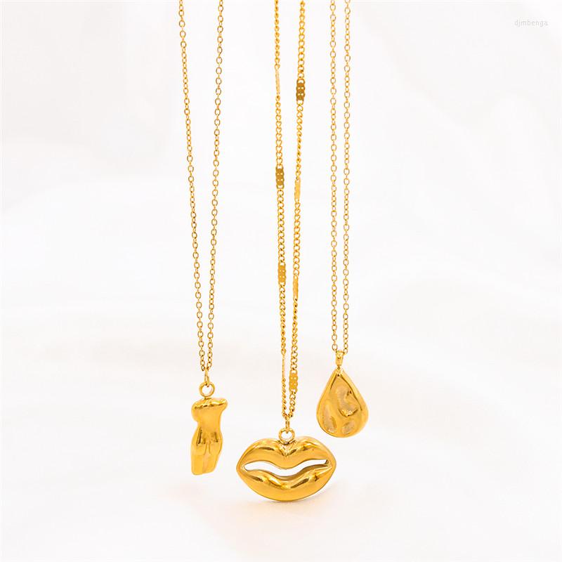 

Pendant Necklaces Design Pendants Charms Necklace Stainless Steel Jewelry Lip Body Water Drops Link Chain Trinket For Women Men YS322