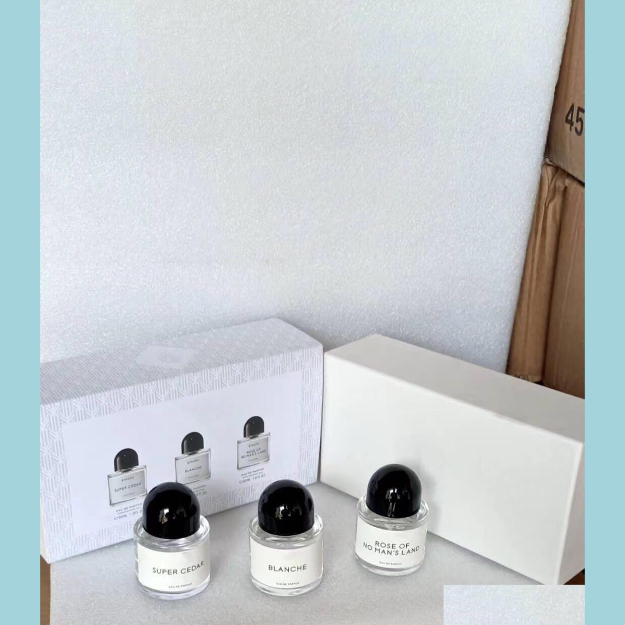 

Perfume Bottle Byredo Per Set 30Mlx3Pcs Super Cedar Blanche Rose Of No Mans Land Edp Fragrance Spray Parfum Cologne Gift Box Drop De Dheox