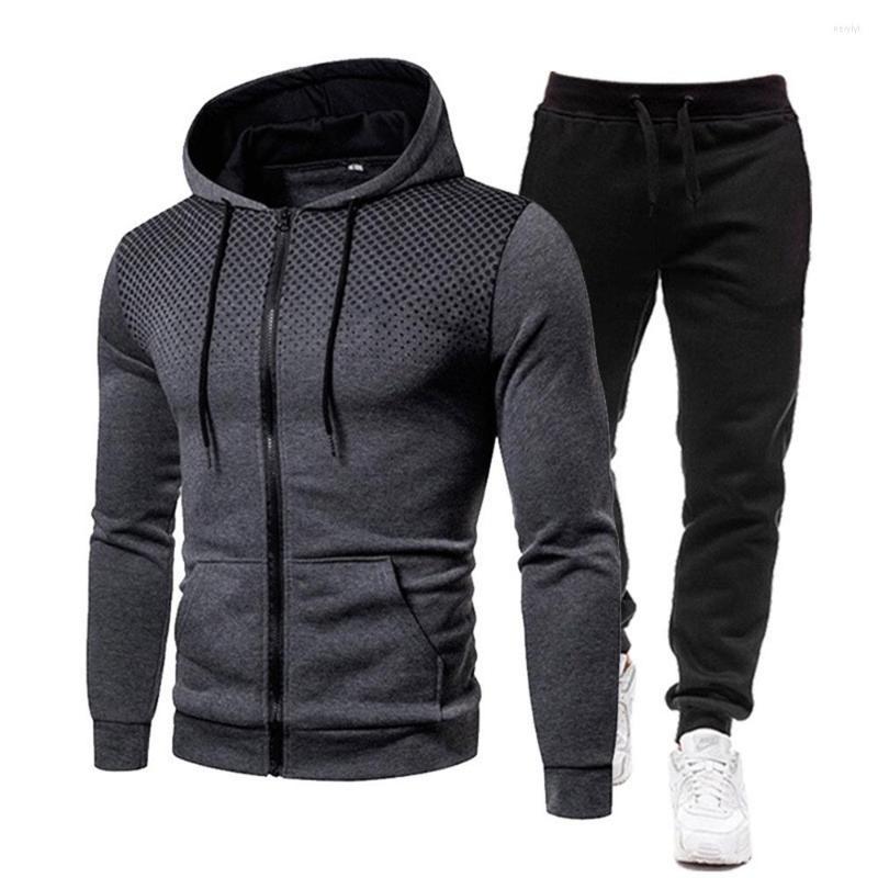 

Men's Hoodies 12 Colors Men's Fleece Hooded Cardigan Sports Suit Print Fashion Arrivals Casual Man Hoody Sweatshirt Set S-3XL