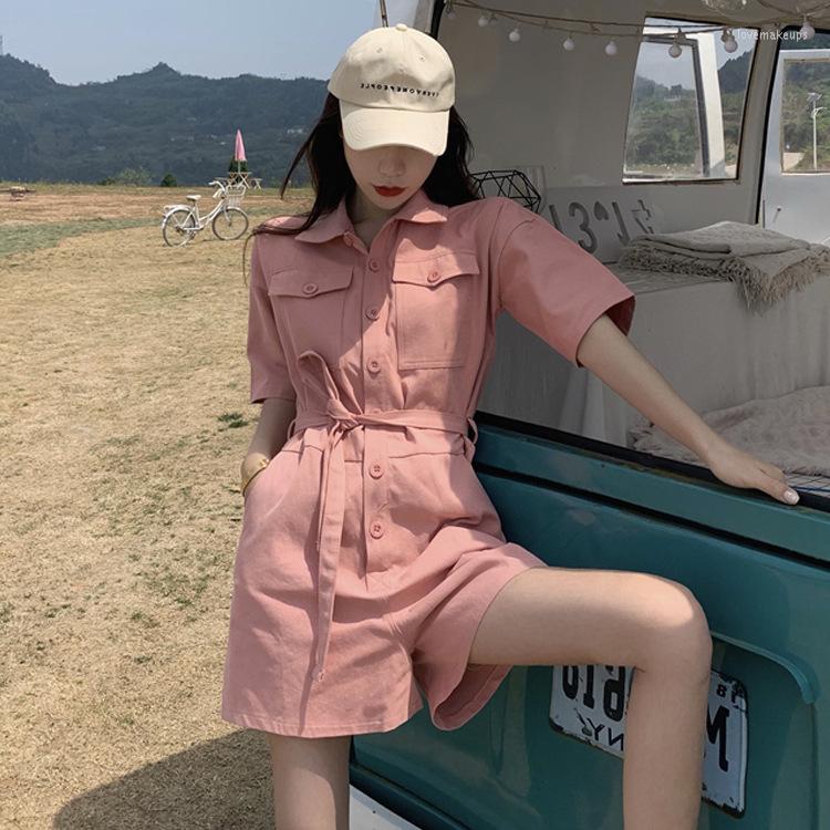 

Women's Tracksuits 2022 Style Small Man Slim Dad Pants Chic Work Clothes Jumpsuit Shorts Pink Casual Women's Summer