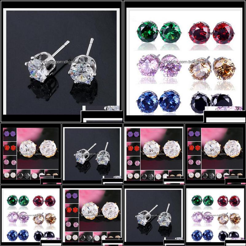 

Stud Earings For Woman Wedding Rhinestone Gemstone Crystal Stud Earrings Korean Fashion Jewelry Plated Zircon Ps1552 Kr4Uy Anw02 Dro Otxvi