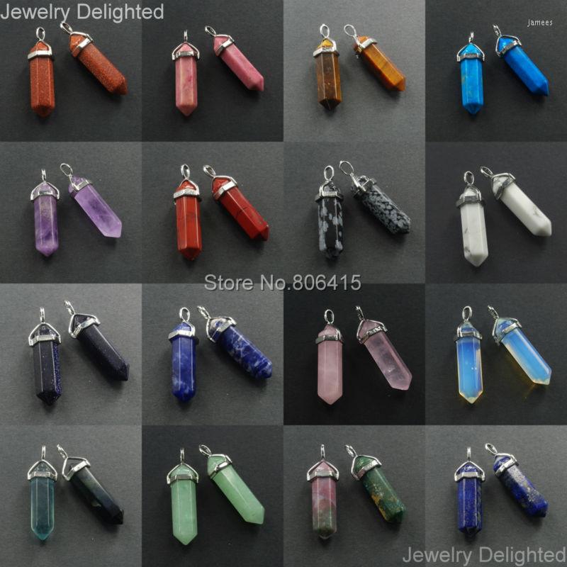 

Pendant Necklaces Mixed Natural Gems Stones Hexagonal Crystal Pointed Healing Reiki Chakra Earrings Beads Jewelry Craft 10Pcs