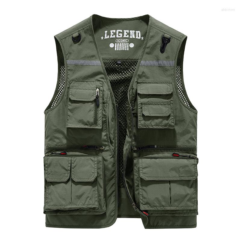 

Men's Vests Outdoor Tooling Vest Men's Multi-pockets Breathable Mesh Military Functional Fishing Pography Tactical Size -4XL, Black