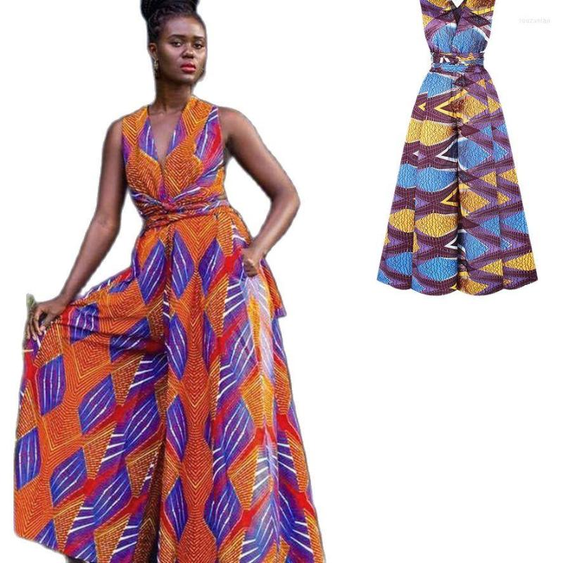 

Casual Dresses Femal Digital Printing Dress African Multi-Wear Jumpsuit Women Party, Green