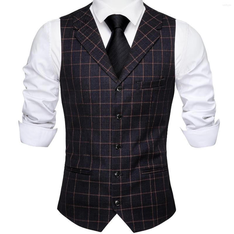 

Men's Vests Barry.Wang Men Suit Vest Black Plaid Waistcoat Wool Blend Tailored Collar V-neck 3 Pocket Tie Set Formal Leisure M-2205, Md-2203-tie set