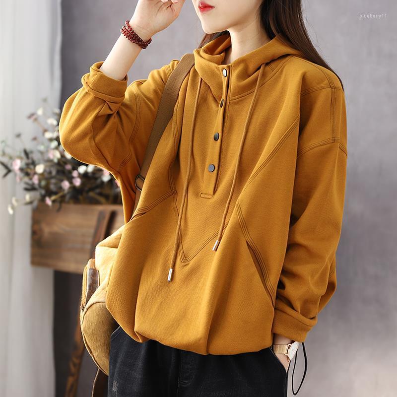 

Women's Hoodies Woman Casual Top Vintage Pullover Female Simple Autumn Thin Streetwear Sweatshirt Ladies Long Sleeve Hooded Jumper G74, Yellow
