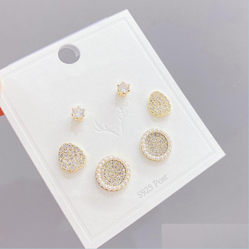 

Stud Stud 2021 Design 6 Pcs 14K Gold Plated Geometric Pearl Earrings Luxury Jewelry Cubic Zircon Drop Delivery 2022 Dhzn4