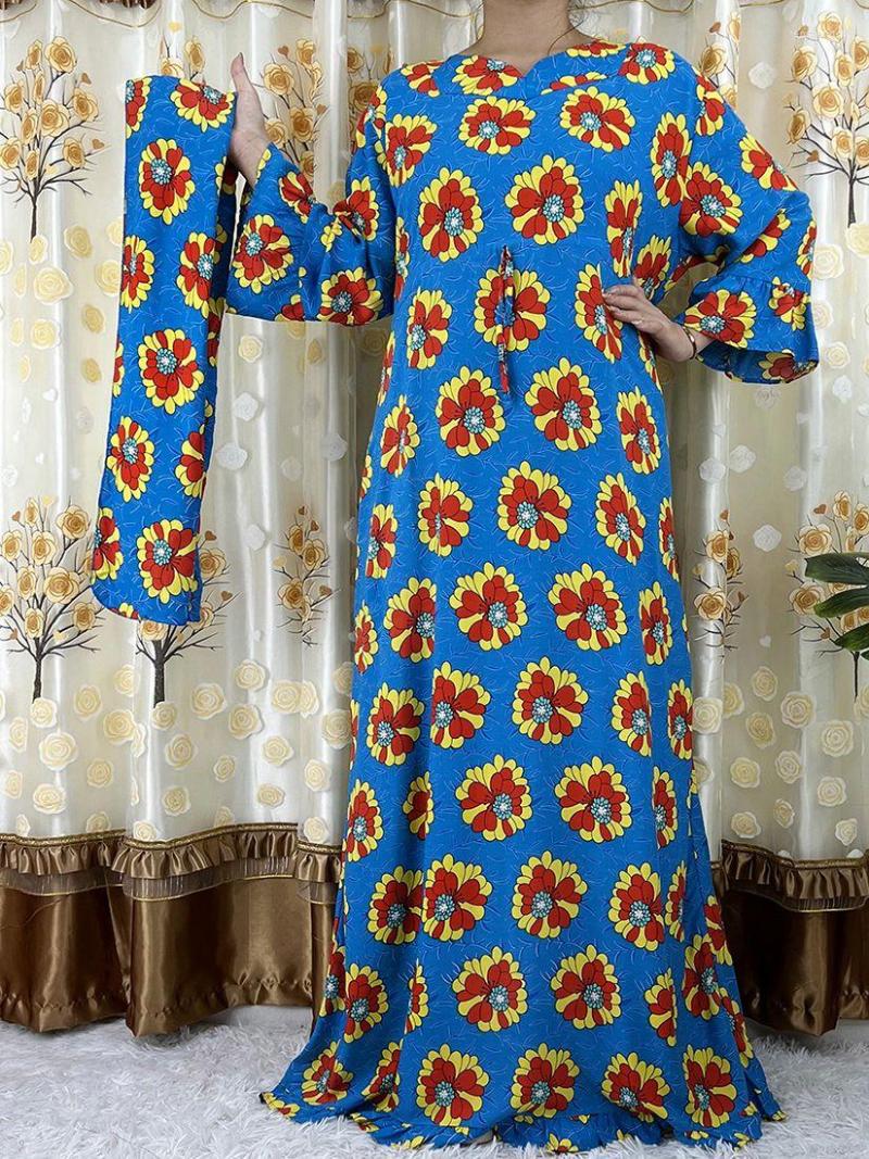 

Ethnic Clothing African Style Muslim Long Sleeve Print Summer Dress Two Piece Fashion Loose Ladies Robe Maxi Casual Dresses Vestidos