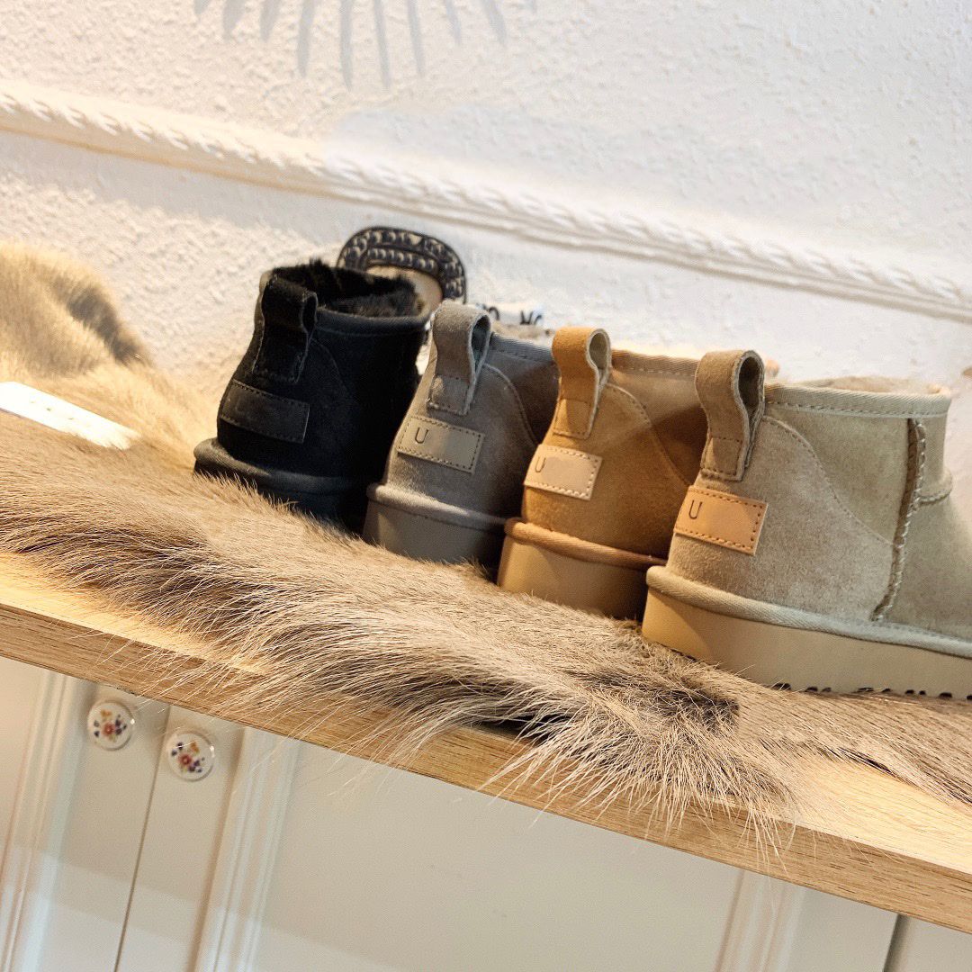 

Women Classic Ultra Mini Boots OP02 Snow Boot Platform Slippers Button Matte Fur Suede Sheepskin Wool Blend Comfort Winter Fall Designer Ankle Booties, Color 5