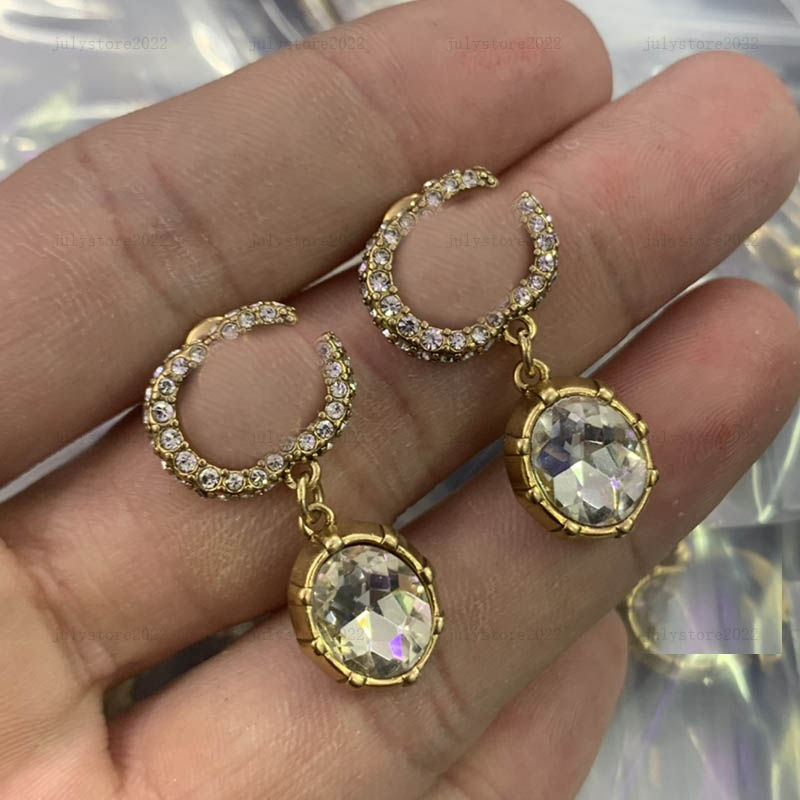 

Women Crystal Dangle Earring Designers Jewelry Diamond Earrings Ear Studs Luxury Hoops Fashion Gold Water Drop Love Earrings G B Ijoux with Box