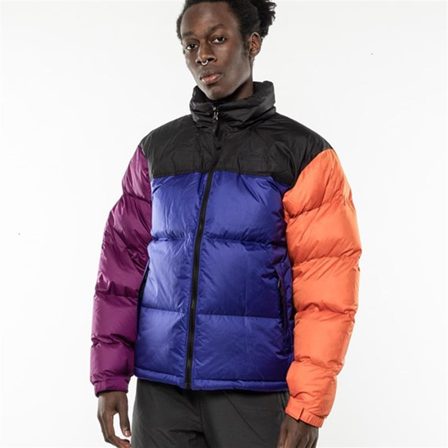 

Fashion- NUPTSE MMJ Color Collision Down Jacket Logo Embroidery Coats Couple Coat Winter Mountain Outerwear Warm Fashion HFHLYRF00292V, Blue