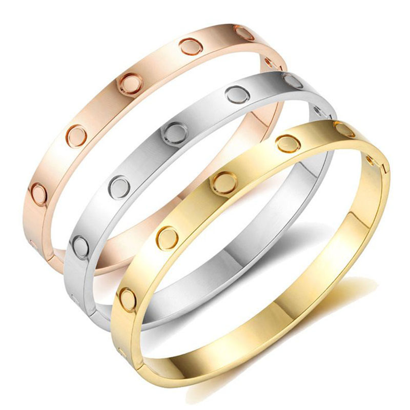 

Love Bracelet Designer Bangle Bracelets Luxury Jewelry Women Titanium Steel Alloy Gold-Plated Colors Gold/Silver/Rose Never Fade Not Allergic couple jewellery