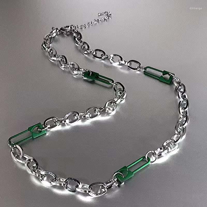 

Choker Kpop Green Pin Necklace Women's Fashion 2022 Ins Hip Hop Cool Style Niche Sweater Chain Accessories Y2K Jewelry