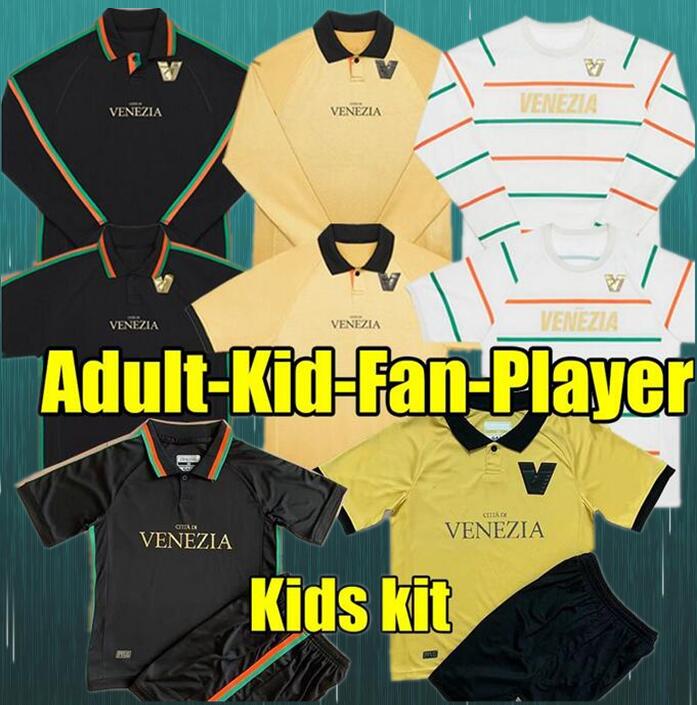 

22 23 Venezia FC soccer Jerseys long sleeves shirts stripe tops Venezia gold short sleeve tee 2022 2023 football shirts Venice Adukt Kids Kit Uniform 852301 jersey