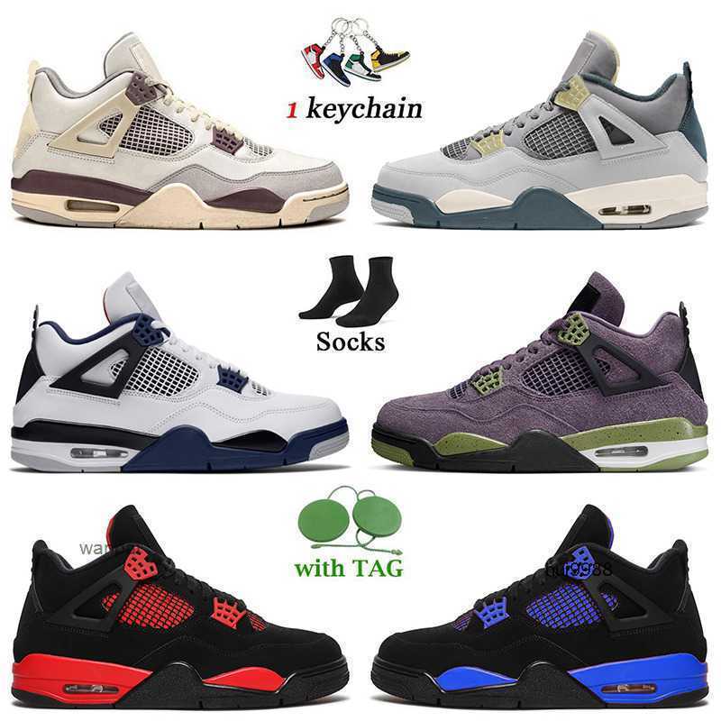 

2023 Outdoor Sports Mens Basketball Shoes With Socks Jumpman 4 4s Craft Midnight Navy Canyon Purple White Oreo Black Canvas Blue Thunder Wome og designer shoes, # black canvas 40-47