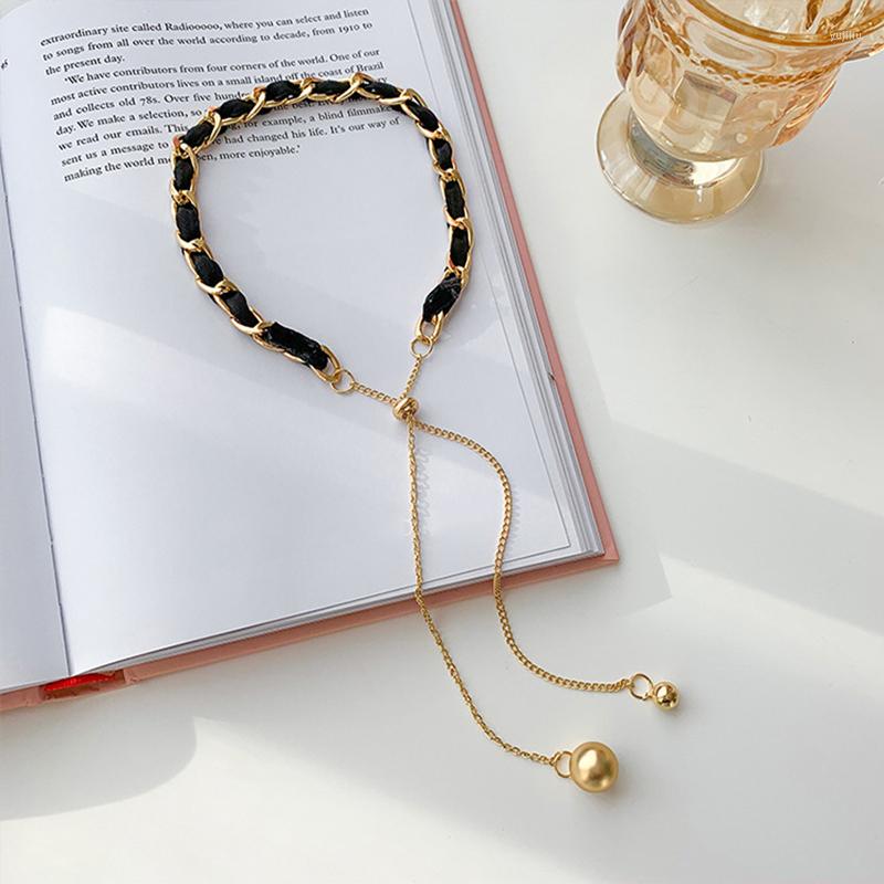 

Choker Korean Leather Winding Rhinestone Necklace For Women Niche Personality Chain Clavicle Vintage Temperament Long Accessories