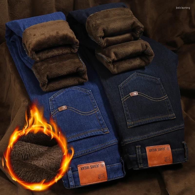 

Men's Jeans 2022 Winter Men'S Plus Velvet Thick Korean Style Slim Fashion Loose Casual Denim Trousers Classic Brand Male Warm Pant, 201 black