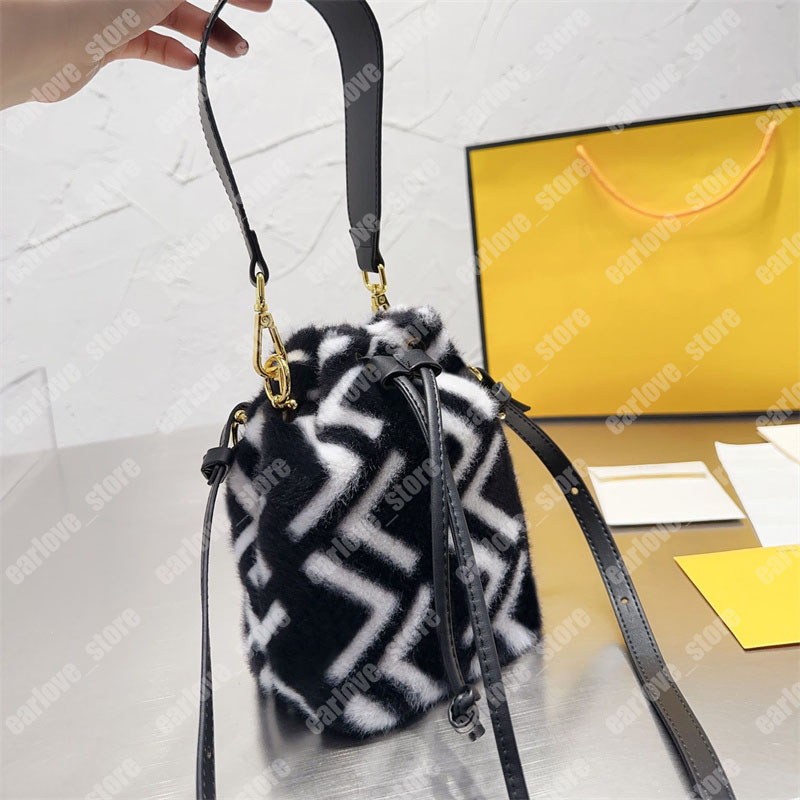 

Fashion Bucket Bag Women Designer Leather Shoulder Bag Letter Brand Crossbody Bags Winter Wool Handbags Luxury Baguette Lady Messenger Bags, F1