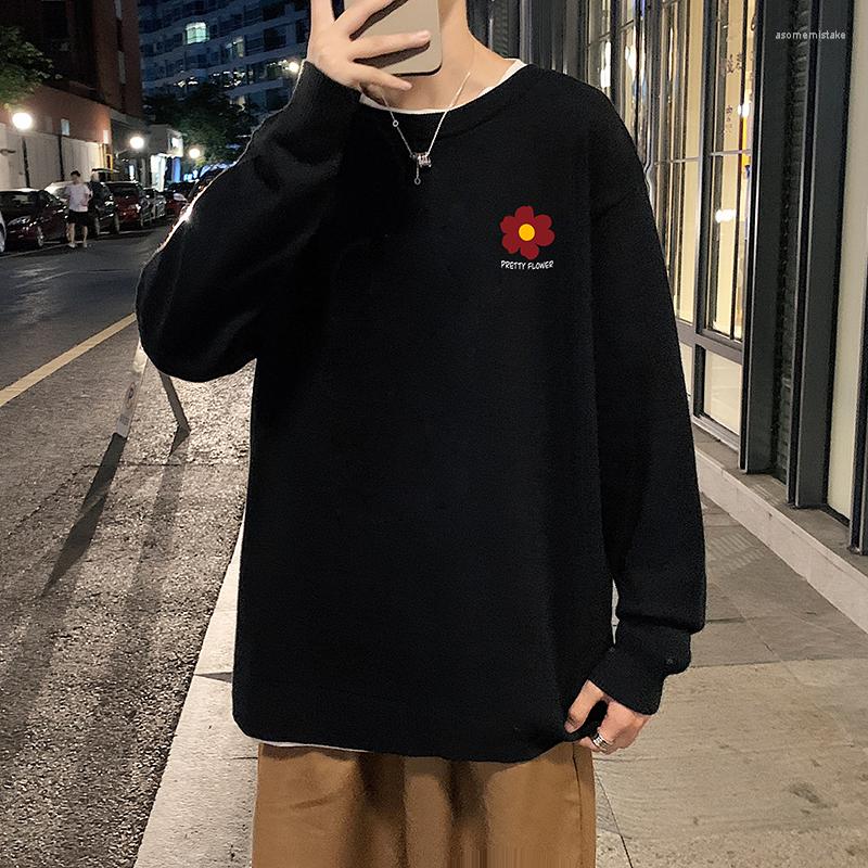 

Men's Sweaters Size Plus Thick Youth Kintted Sweatshirts Winter Outerwear Sweater Solid Basic Long Sleeve Jumper Flower Patterned Pullovers, White