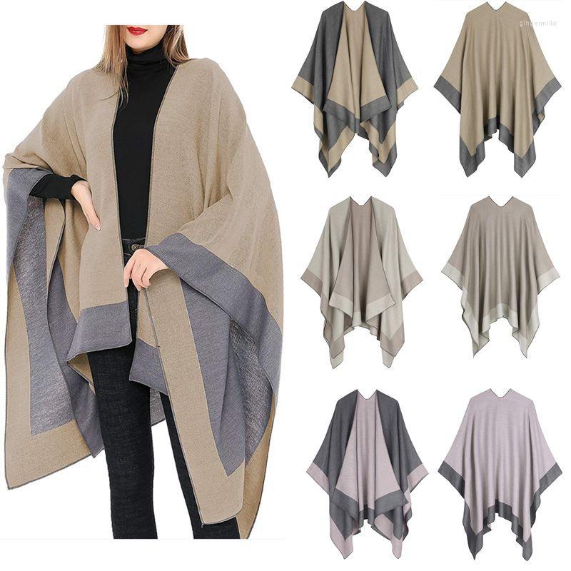 

Scarves CHENKIO Women's Shawl Wrap Poncho Cardigan Sweater Open Front For Fall Winter Capes Et Ponchos Cape And Shawls