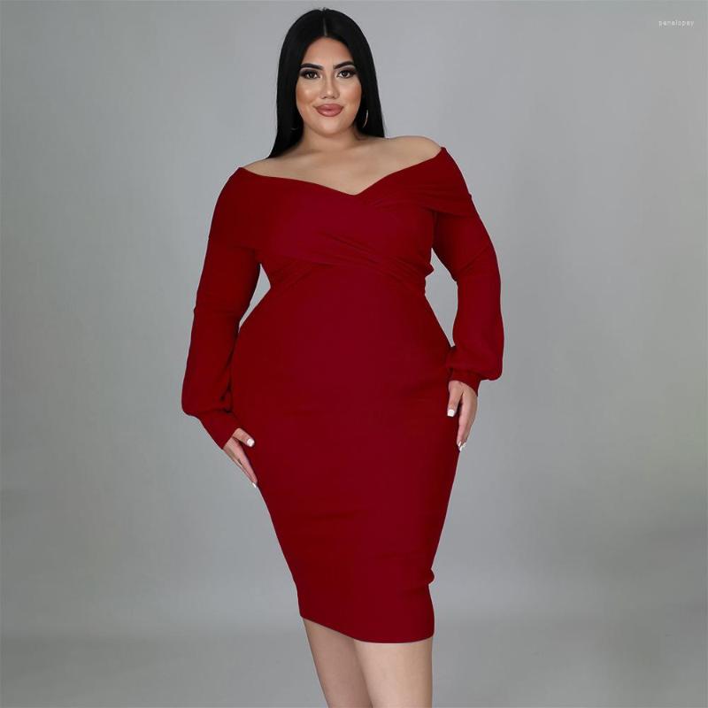 

Plus Size Dresses Sexy V Neck Skinny Dress For Women Night Party Elegant Autumn Vestidos Long Sleeve Bodycon Female Clothings Gowns 2022, White