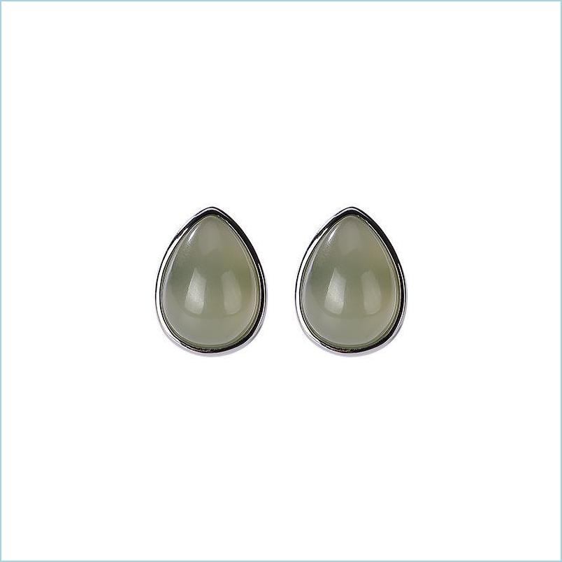 

Stud Stud 925 Sterling Sier Natural Hetian Gray Jade Earrings Simple Personalized Allmatch Drop Shape Women Delivery 2022 Jewelry Dh9X1