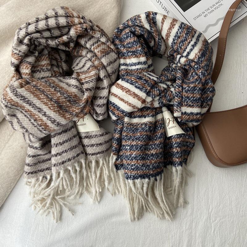 

Scarves 2022 Wool Knitted Scarf For Women Winter Korean Style All-Matching Warm Spring And Autumn Trendy Cashmere