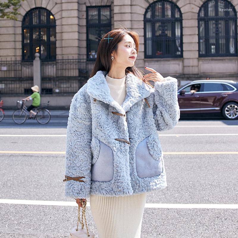 

Women' Fur Korean Loose Thick Lambswool Jacket Women' Autumn Winter Casual Long Sleeve Jackets Coat Ladies Faux Lamb Outerwear N237, Creamy-white