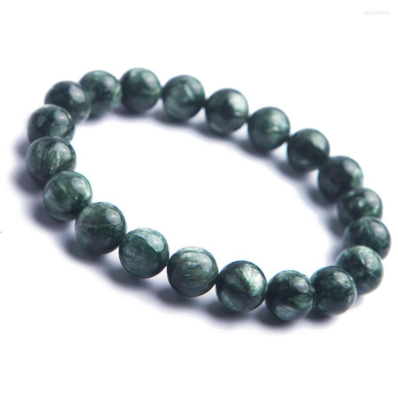 

Strand Genuine Green Seraphinite Natural Gems Stone Round Beads Women Mens Crystal Stretch Bracelets 10mm