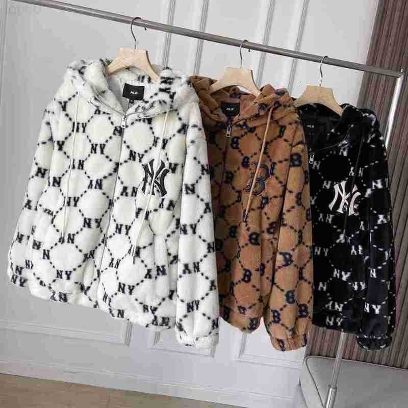 

Women's Jackets designer Autumn and Winter 22 New Korean MLB Lamb Fleece Old Flower Rabbit Hair like Coat Loose Warm Casual EKLW, 2# packing bag