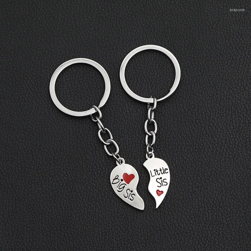 

Keychains Exquisite 2 Pcs Sister Pendant Necklace Jewelry Decoration Matching Heart Keychain Party Favor Gift For Friend Girl H8WF